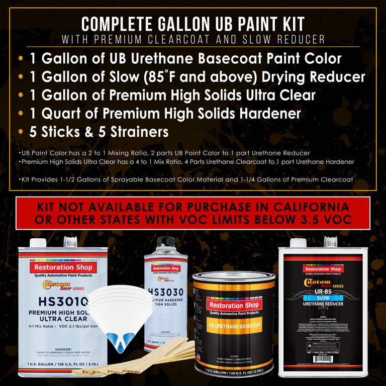 Candy Sky Blue Over Silver Basecoat Gallon Auto Paint Kit + High Solids  Clear