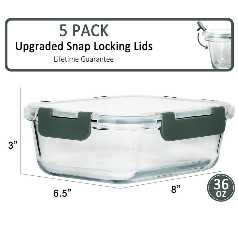 5-Pack,36 Oz]Glass Meal Prep Containers 2 Compartments Portion Control with  Upgraded Snap Locking Lids Glass Food Storage Containers, Microwave, Oven,  Freezer and Dishwasher (4.5 Cups, White) - Yahoo Shopping