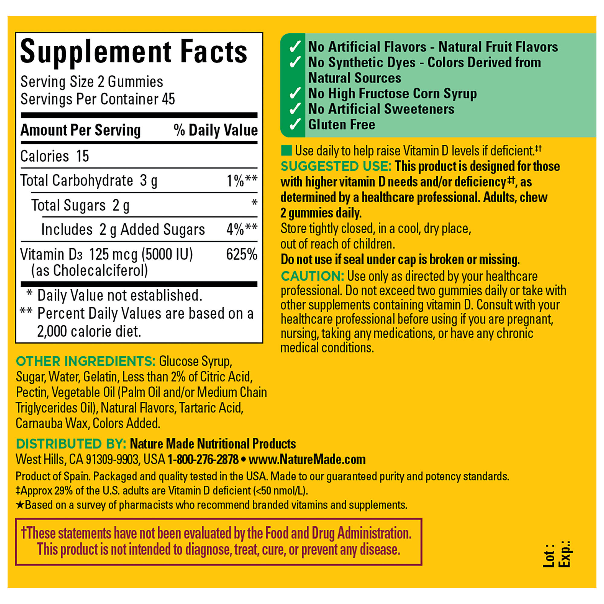 Nature Made Vitamin D3 5000 IU Gummies, Extra Strength photo 3