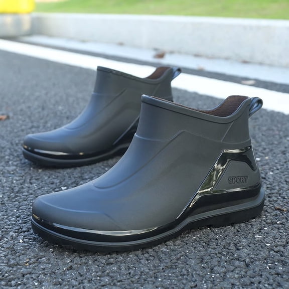 Men's Short Waterproof Rain Boots with Non-Slip Rubber Sole, Cushioned Comfort for Work, Outdoor, Wet Floors, Lightweight Durable Rubber Footwear