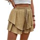 thumbnail image 1 of Pantalones cortos fluidos for mujer, falda pantalón estilo bohemio con volantes y mariposas, cintura alta, tela texturizada, doble capa, Color sólido, informal, 1 of 7