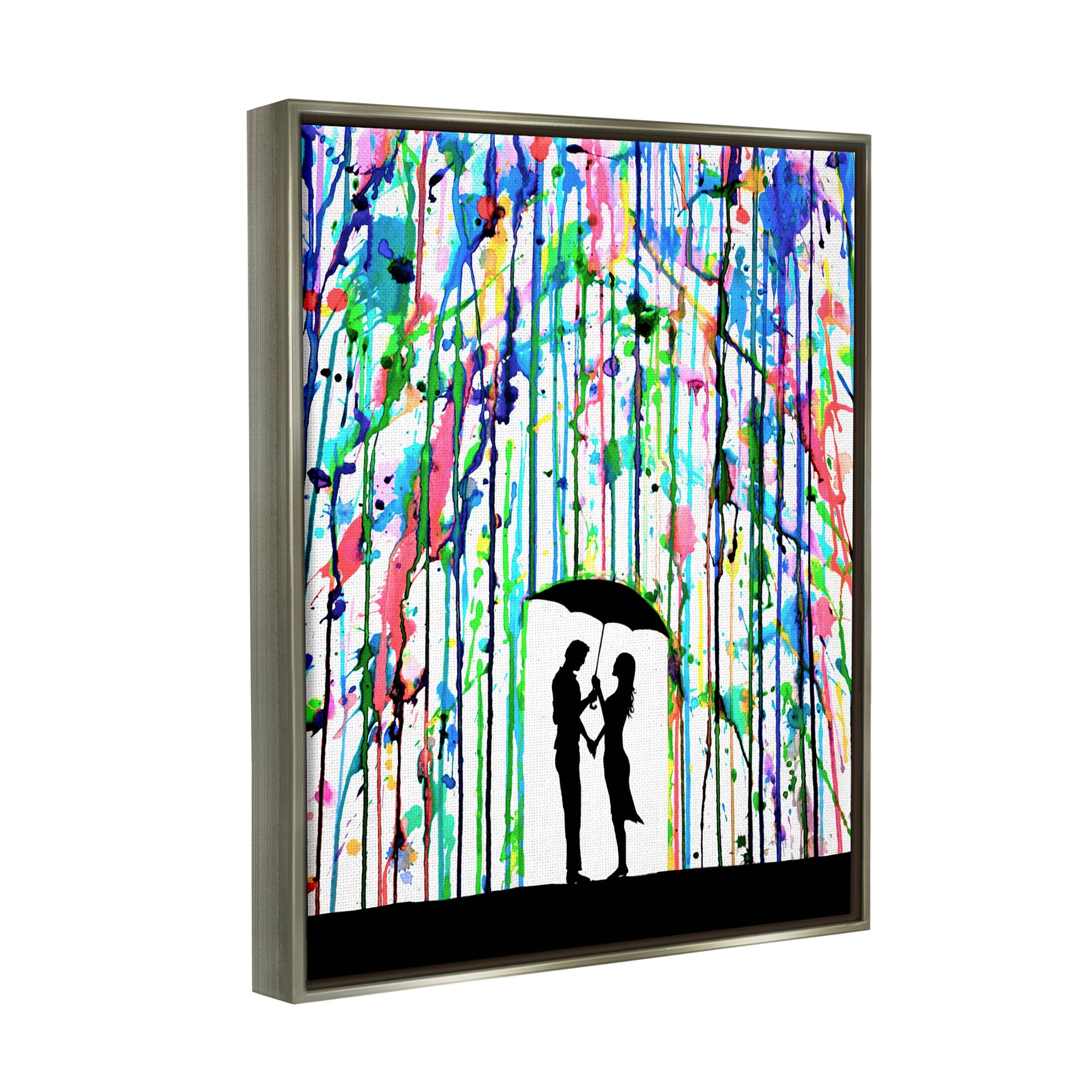 Vivid Couple Urban Drip Rainfall Abstract Graphic Art Luster Gray Framed Art Print Wall Art