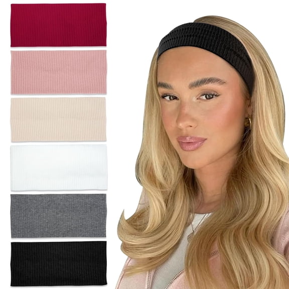 Kukuzhu Headbands for Women Non Slip Thick Headbands Fashion Wide Headband Elastic Hairbands for Women's Hair Soft Head Band Hair Accessories 6PCS