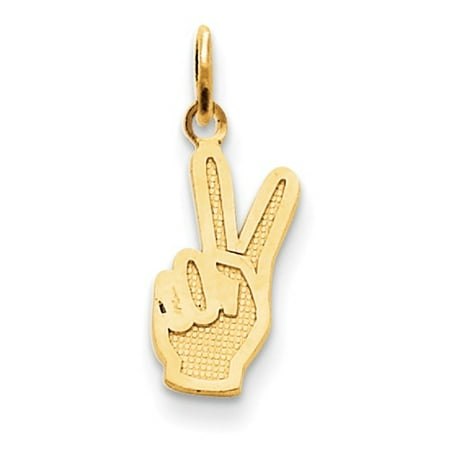 14k Yellow Gold Peace Sign Charm Pendant