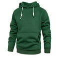 thumbnail image 3 of SWSMCLT Men's Fleece Pullover Hoodie Hooded Long Sleeve Sweatshirt Soft Solid Spring Fall Top Drawstring Lightweight Dark Green 40, 3 of 4