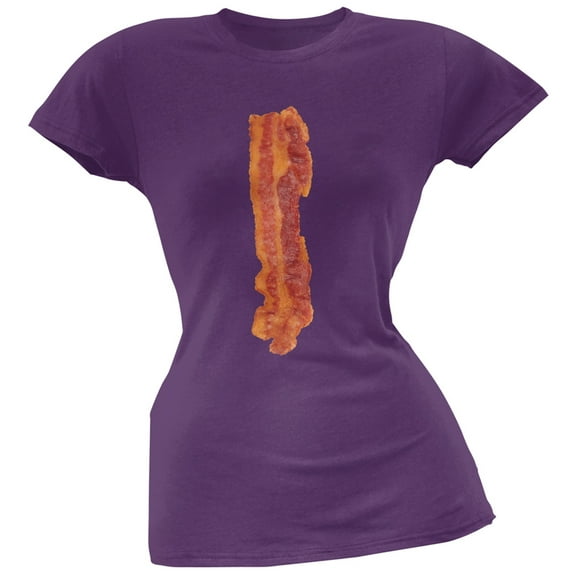 Bacon Strip Purple Soft Juniors T-Shirt - Medium