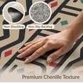 thumbnail image 6 of ODIKA 8'x10' Beige Multi-Color Geometric Design Washable Area Rug Dynamic Patterns with Indigo and Sage Accents for Dining Room, Large Office, Lounge, Non-Slip Chair-Friendly Mat, 6 of 7