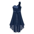 thumbnail image 4 of Kaerm Kids Girls Junior Bridesmaid Dresses Girl One-Shoulder Chiffon High Low Dress Wedding Prom Navy Blue 10, 4 of 5