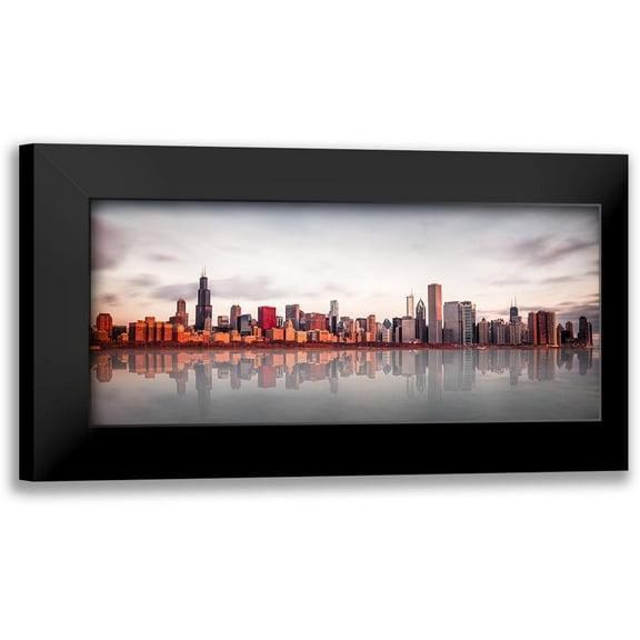 Kopczynski, Marcin 14x8 Black Modern Framed Museum Art Print Titled - Sunrise At Chicago