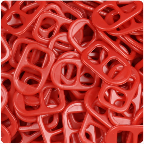 BeadTin Red Opaque 25mm Plastic Soda Pop Tabs (2oz)