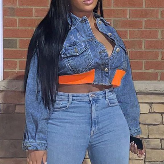 Vedolay Top Womens Denim Jackets Stretch Classic Slim Fit Jean Jacket for Women,Blue S