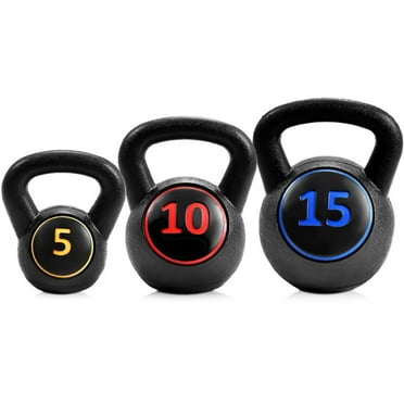 GVN 3 Pieces 5 10 15lbs Kettlebell Weight Set