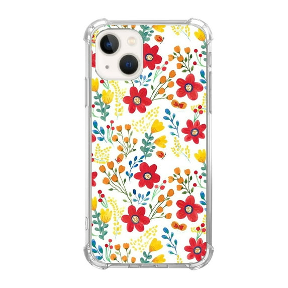 Summer Colourful Flowers Case for iPhone 13 Mini,Aesthetic Colourful Floral Plant Case for Men Women,Unique Soft TPU Bumper Case Cover