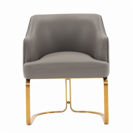 Contemporary Floating Dining Chair - Taupe Leatherette Solid Elm Wood & Gold Frame
