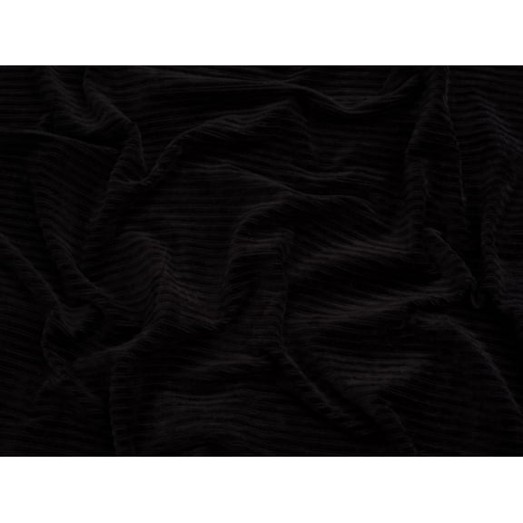 Minerva 5 Wale Velour Rib Stretch Knit Cord Fabric Black - per yard