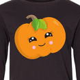 thumbnail image 4 of Inktastic Smiling Pumpkin, Halloween, Orange Pumpkin Long Sleeve Youth T-Shirt, 4 of 5