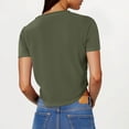 thumbnail image 5 of Sexlip Womens Short Sleeve Solid Crew Neck T Shirt Stretchy Fabric Form Fitting Design Casual Silhouette for Daily Errands Green S, 5 of 7