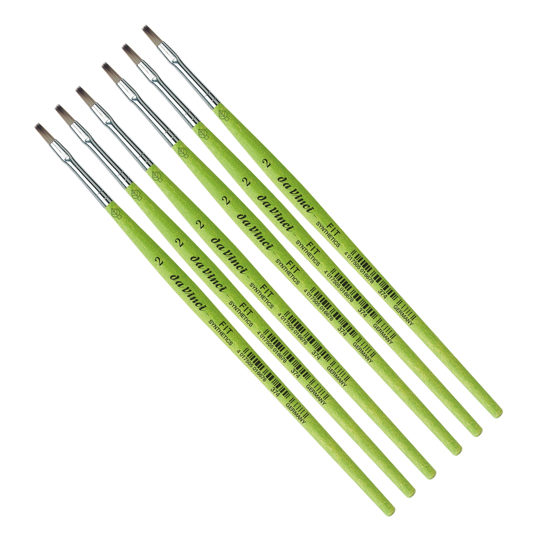 da Vinci FIT Synthetics Student Brush, Synthetic, Acrylic & Tempera, Flat, Series 374, Size 2, Pack of 6