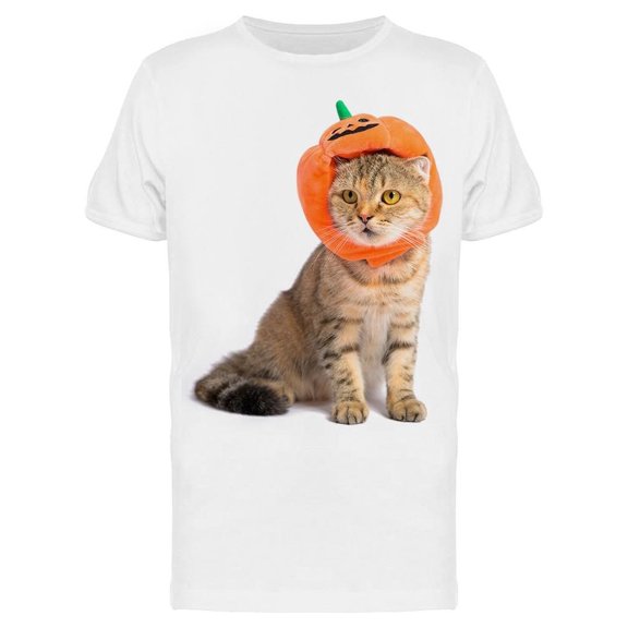 Cute Kitten Wearing A Pumkin Tee Men's -Image by Shutterstock Men's T-shirt