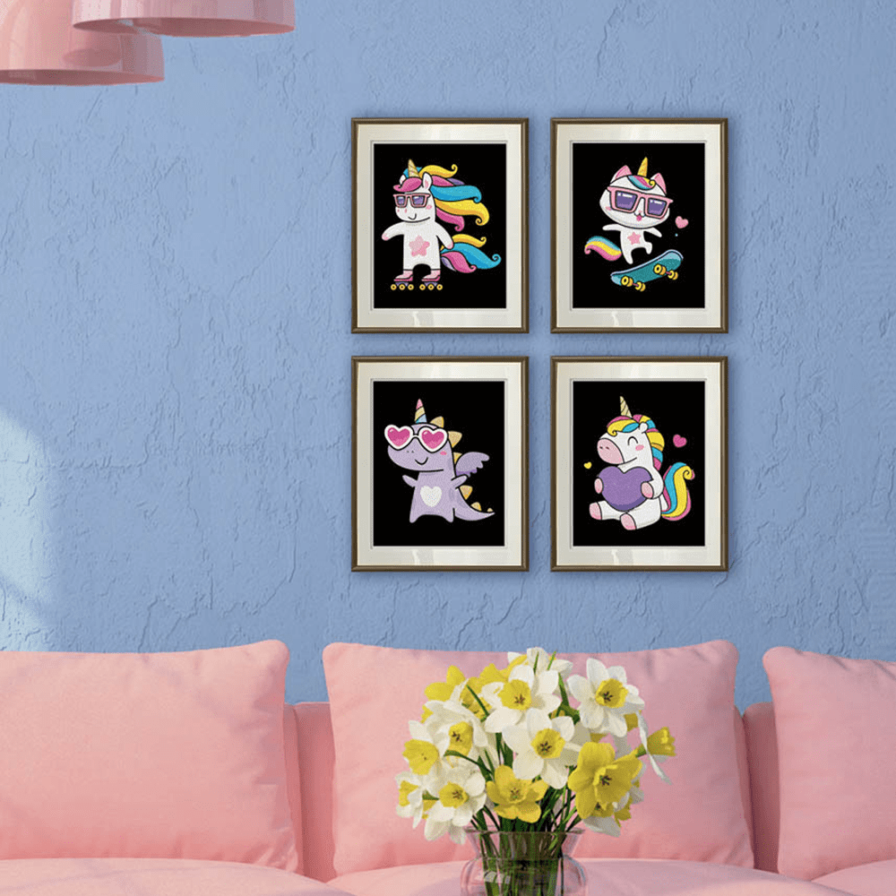 Diamond Dotz Neon Flock Unicorns Diamond Painting Kits for Adults - Colorful Diamond Art Kits a Relaxing Creative Craft Kit with Dotz Gems 10x8