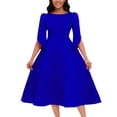 thumbnail image 2 of Elainilye Fashion Wedding Guest Dresses for Women Versatile Retraction Solid Split Waist Wrapped Large Hem Long Dress,Blue, 2 of 7