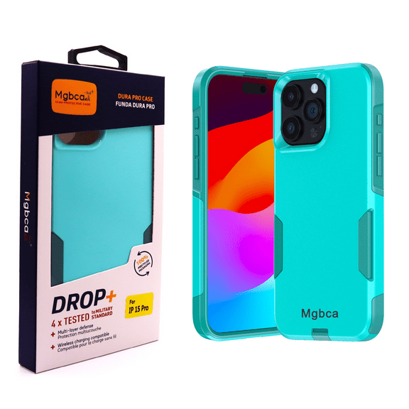 Mgbca Slim Protective Dura Pro Case for iPhone 15 Pro, (2023) rugged, Shock-absorbing, 6-ft Military Drop Protection, Dual-Layered Cover (Green)