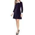 thumbnail image 2 of Allegra K Women's Halloween Costume Contrast Collar Long Sleeve A-Line Velvet Dress, 2 of 5