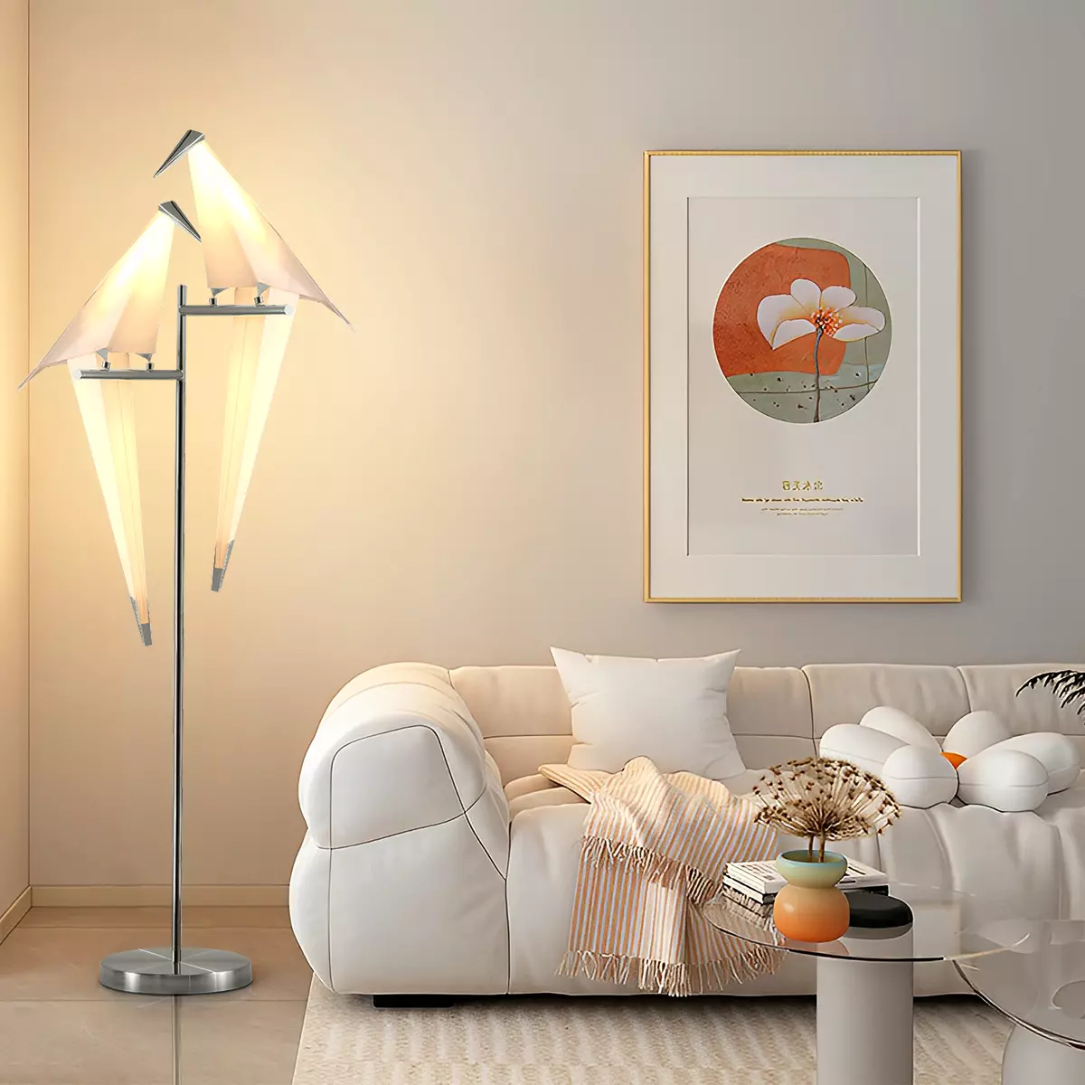 AFANQI Creative Led Floor Lamp Fashion Art Origami Crane Lamp for Bedroom Reading Cafe