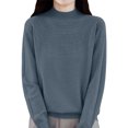 thumbnail image 6 of Sweaters for Women Knitted Crew Neck Long Sleeve Comfy Sweater Casual Trendy Dressy Wear Tops Outdoor Fall Pullover Dark Gray 2XL, 6 of 6