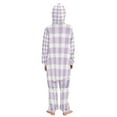 thumbnail image 3 of Soft Big Kids Onesie Pajamas Cozy Loose-Fit Jumpsuits for kids with Pockets for Christmas Lounge & Play Light Purple Plaid, 3 of 8