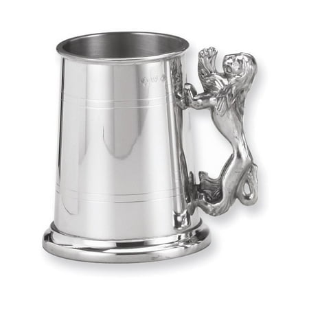 Pewter Glass Bottom - Pewter Lion Handle Glass Bottom 17oz Tankard