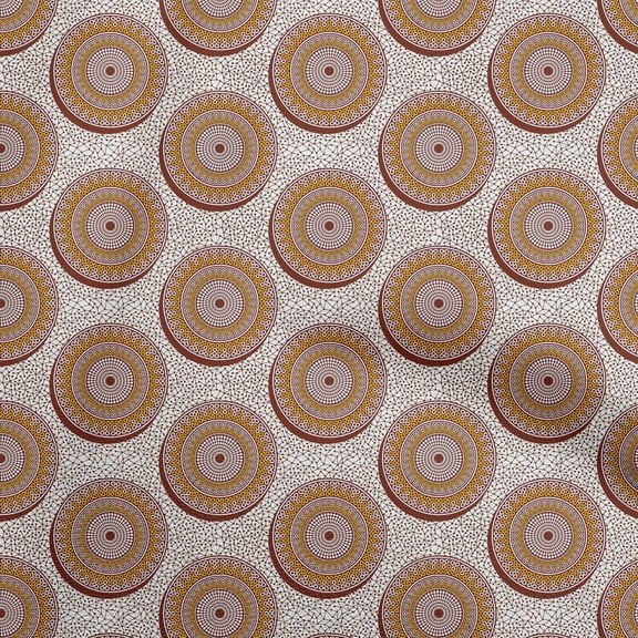 oneOone Polyester Spandex Brown Fabric Asian Block Dress Material Fabric Print Fabric By The Yard 56 Inch Wide