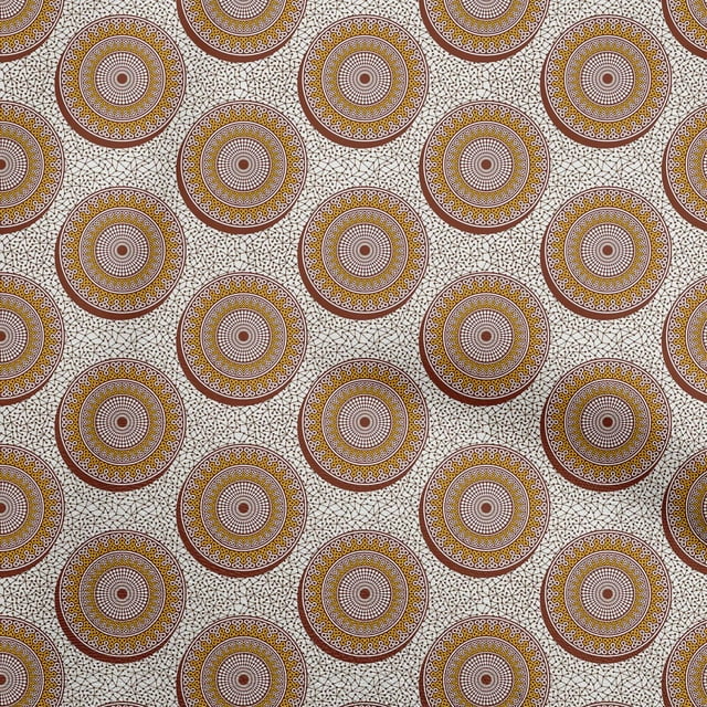 oneOone Georgette Viscose Brown Fabric Asian Block Craft Projects Decor Fabric Printed By The Yard 42 Inch Wide