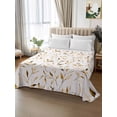 thumbnail image 2 of Yellow Brown Leaf King Size Flat Sheet, Wrinkleproof & Fadeproof Cooling Flat Bed Sheet Only, Modern Botanical Foliage Plant Country Breathable Soft Bedding Top Sheets 105 x 98 Inches, 2 of 8