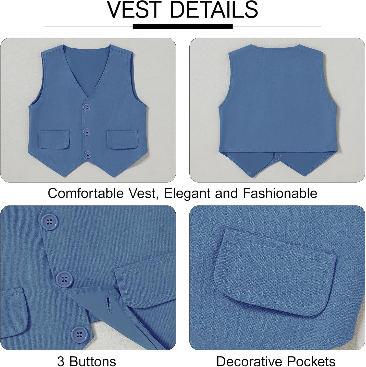SANMIO Toddler Boy Suit Baby Boy Church Clothes Formal Dress Baptism Outfit Sets Shirt+Tie+Vest+Pants Kids Tuxedo 1-5T Boys Wedding Clothes