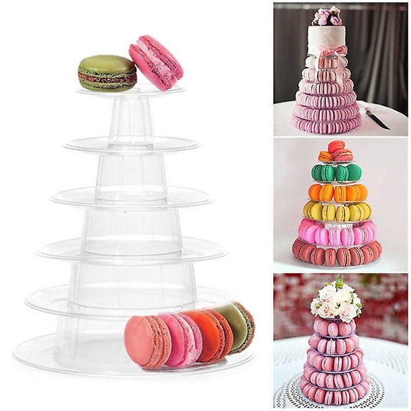 Macaron Cake Display Stand 6-layer Round Plastic Cake Tower Stand, Birthday Wedding Pastry Stand