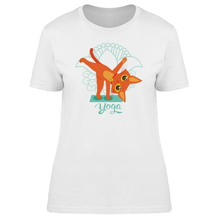 Yoga Pose Orange Cat Tee Women's -Image by