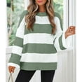 thumbnail image 2 of YOGAFOX Women Oversized Color Block Long Sleeve Pullover Sweater Green S, 2 of 5