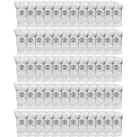 

60 Pairs Of SOCKS NBULK Wholesale Kids Crew Socks Childrens Cotton Casual Crew Socks Size 6-8 (White)