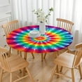 thumbnail image 3 of Rainbow Tie Dye Mandala Pattern Round Fitted Tablecloth with Elastic Edge,Dining Table Cover Waterproof,Outdoor Round Tablecloth for Camping,Dining,Indoor and Outdoor, 3 of 7