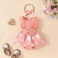 thumbnail image 2 of CAICJ98 Baby Girl Clothes Newborn Romper Dress Infant Lace Ruffle Sleeveless Summer Outfits with Headband (Pink,3-6 Months), 2 of 5