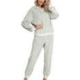 thumbnail image 1 of UKAP Womens Warm Sherpa Fleece Pajamas Set Soft Fuzzy Long Sleeve Hoodies Pajama Pants Two Piece Outfits Loungewear, 1 of 6