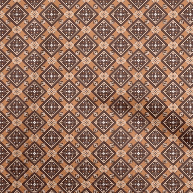 oneOone Rayonne Rouille Brun Tissu Asiatique Kilim Robe Tissu Tissu Imprimé par la Cour 56 Pouces de Large