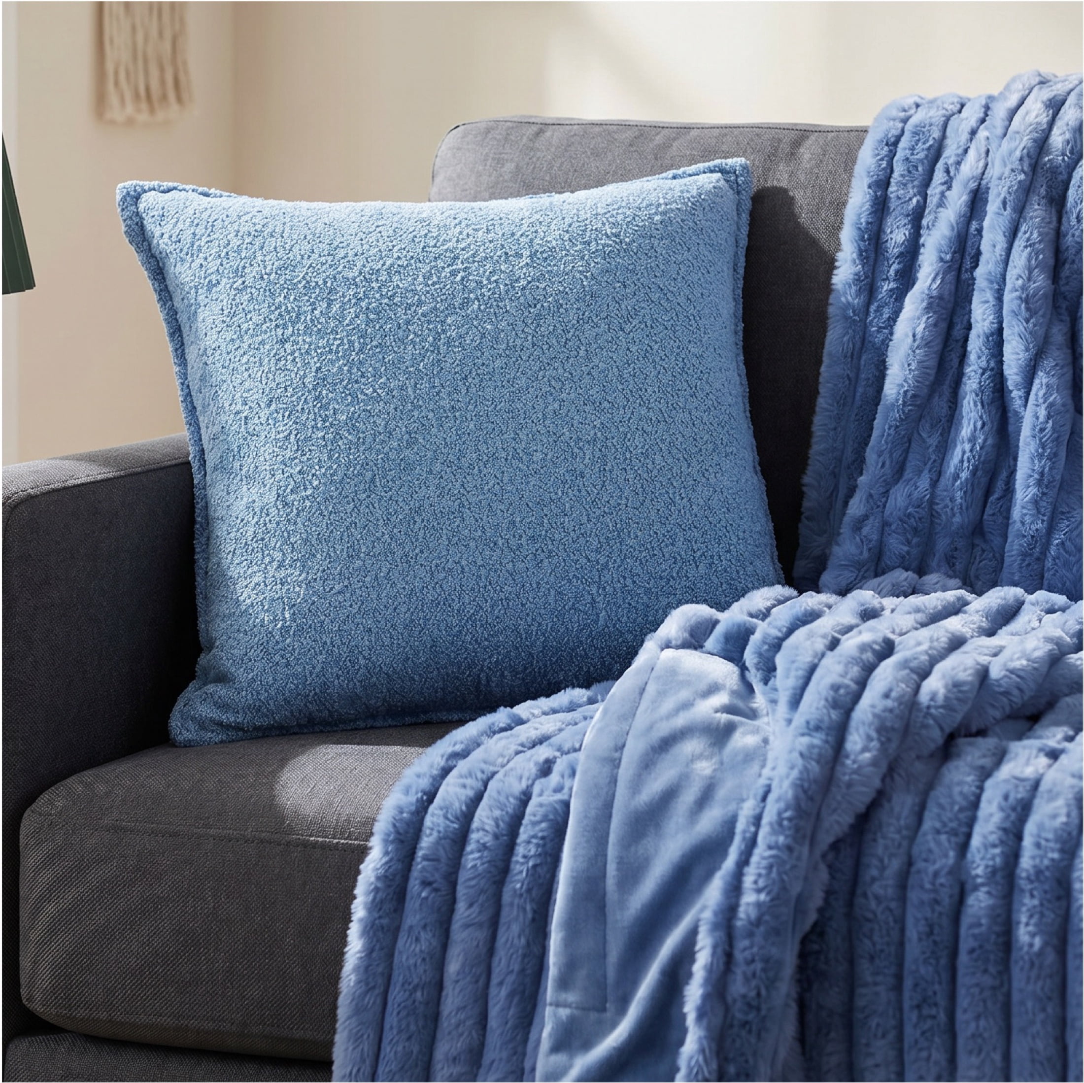 Mainstays Blue Boucle Decorative Pillow, 22 in x 22 in