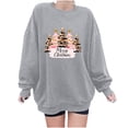 thumbnail image 2 of asdoklhq Christmas Oversized Sweatshirt for Women Round Printed Loose Fitting Sweatshirts Long Sleeve Hoodless Sweatshirts Gray 2X, 2 of 4