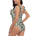 thumbnail image 4 of Goofa Soccer and Football Print Women's Ruffled One Piece Swimsuit V Neck, 4 of 7