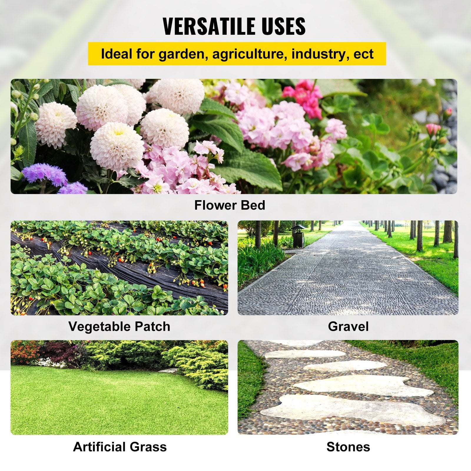 6FT Wide x 300FT Long Weed Barrier Fabric, Heavy Duty 3.2OZ Woven Polyethylene, Permeable Geotextile for Flower Beds & Mulch
