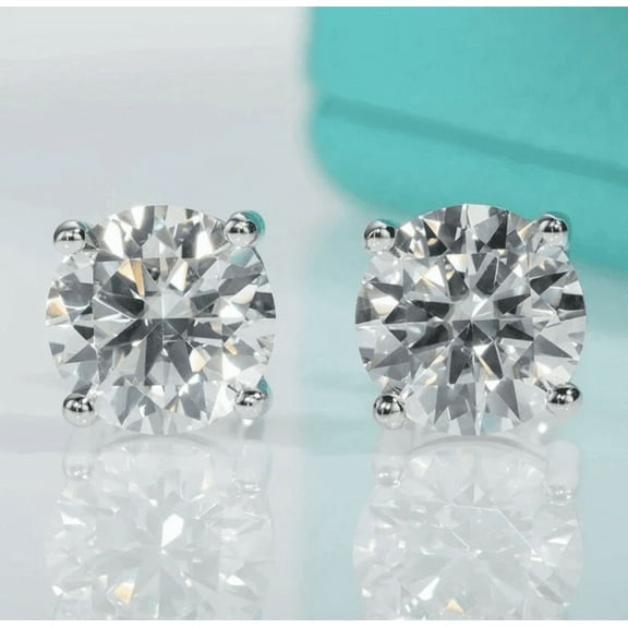 Radiant Jewelry 4 CT TW Moissanite Solitaire Stud Earrings Screw Back 8mm D Color VVS1 GRA Certified 925 Sterling Silver