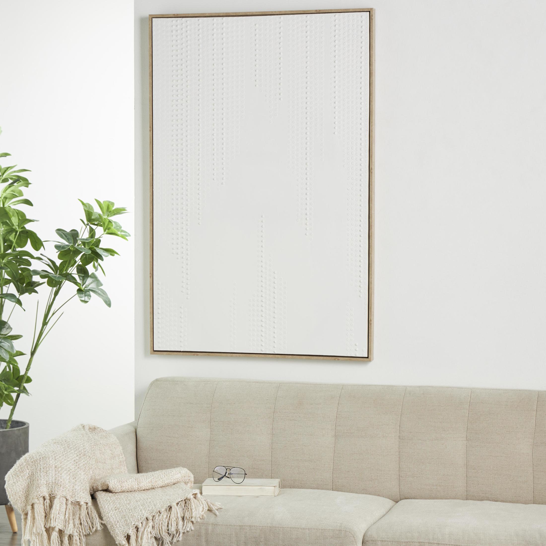 33" x 49" Dimensional Dot Abstract Framed Wall Art with Brown Wooden Frame, by DecMode
