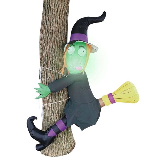 Sorcière Gonflable de 4 Pi s'Écrasant sur un Arbre Décoration